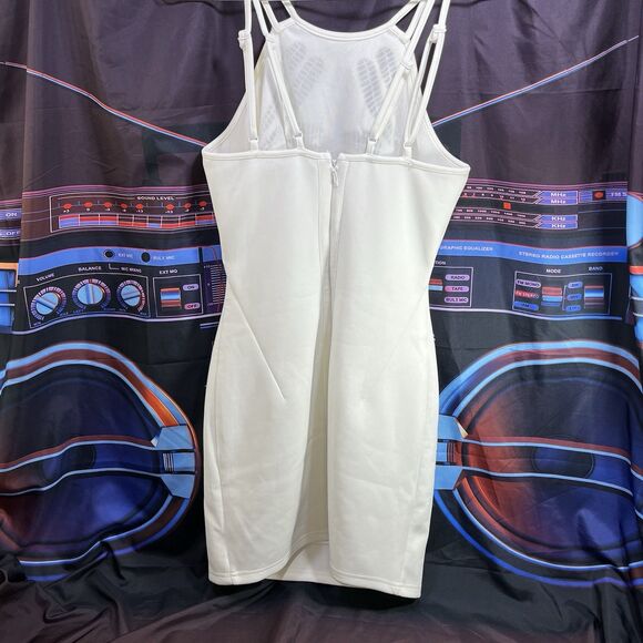 GOLD LABEL Wow Couture White Lace Wedding Lined Summer Halter Dress Women's M - Picture 2 of 12